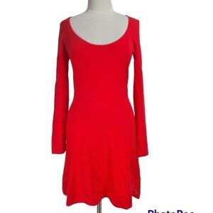 VICTORIA  SECRET Red Knit Mini Fit & Flare Dress Women Size M Crew Neck .86p